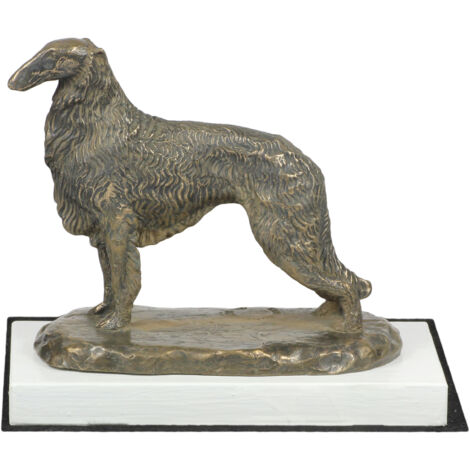Barzoï russe, Barzoï, Barzoï IV - statuette de chien, figurine sur socle blanc, trophée pour une exposition canine par Art-Dog
