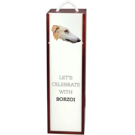 Barzoï russe, lévrier, barzoï - boîte géométrique avec photo et inscription pour vin par Art-Dog