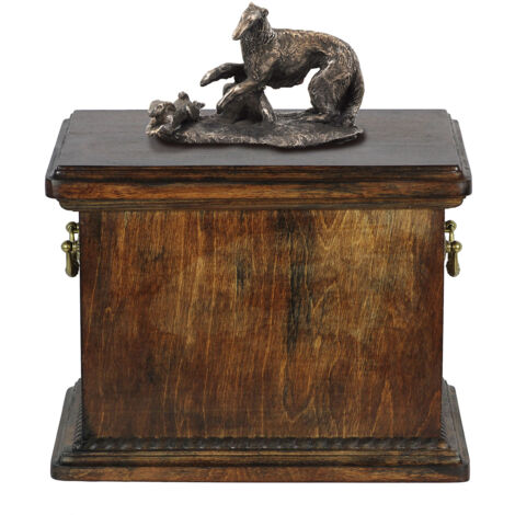 Barzoï russe, lévrier, Barzoï - une urne pour les cendres de chien, une urne avec une statuette, une urne élégante dans le style classique d'Art-Dog