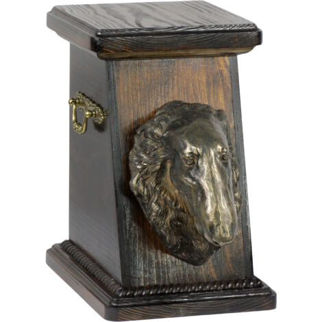 Barzoï russe, lévrier, Barzoï - une urne pour les cendres de chien, une urne élégante avec une statuette, une urne commémorative avec un buste de chien d'Art-Dog