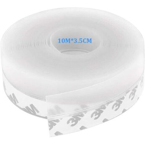 Bas de Porte Adhésif, 10M x 3,5CM Bande d'étanchéité Auto-adhésive de Silicone pour Porte et Fenetre. Protection contre l 'eau, Protection contre les Insectes, Réduction du Bruit(Transparent)