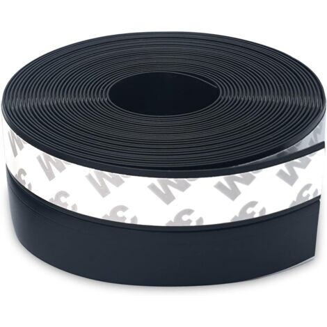 Bas de Porte Adhésif, 5M x 3,5CM Bande d'étanchéité Auto-adhésive de Silicone pour Porte et Fenetre. Protection contre l 'eau, Protection contre les Insectes, Réduction du Bruit (Noir)