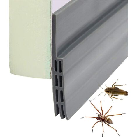 Bas de Porte Anti Bruit Bande d'Etanchéité en Silicone Souple,100 5cm Adhésif Imperméable à l'Eau Isolement du Bruit du Passage d'Air Anti Souris Cafard pour les fissures et les espaces (Gris)，Ternel