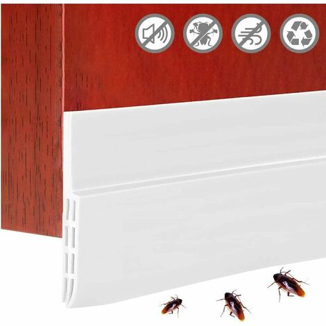 -Bas de Porte Anti Froid Boudin de Porte Anti Froid 120 x 5 cm Bas de Porte Adhésif Anti Bruit Isolant Thermique Coupe-vent Bande d'étanchéité en Silicone Souple pour Anti Souris Anti Insects(Blanc)