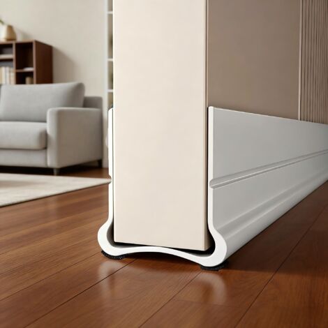 Bas de Porte Calfeutrer, 93cm Silicone Porte Bande D'étanchéité, Isolation Phonique Porte, pour Les Portes de 3.5 à 5.5 cm d'épaisseur avec Un Espace inférieur de 0.3 à 2.6 cm, Blanc