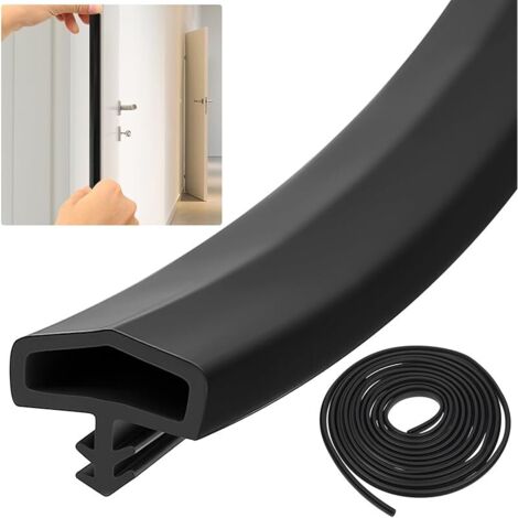 Bas de Porte Isolant, 5 M Boudin Portes Dessous de Portes Isolation, 12mm Joint d'étanchéité Boudin de PorteJoint de Porte Inférieur, Coupe-vent, Insonorisant, Résistant au Froid(Noir)