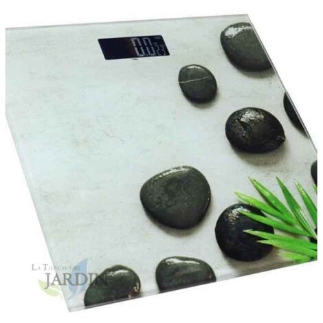 Báscula baño digital de precisión 180 Kg, modelo Piedras, cristal templado, auto encendido