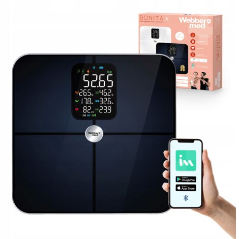 Báscula de baño analítica con 16 parámetros, compatible con Apple Health y Google Fit, IF1321C