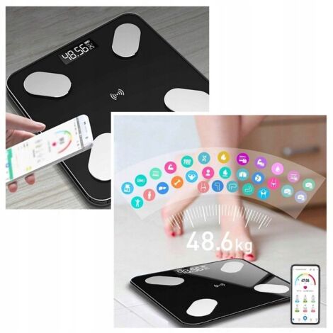 BÁSCULA DE BAÑO ANALÍTICA LCD INTELIGENTE 25 EN 1 APK 180 KG - SIGUE TU PROGRESO