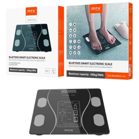 Bascula de baño digital bluetooth 4.0 / tr9159 / pantalla lcd / peso y grasa corporal / max 180kg /  / mtk / 0951592