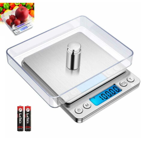 Báscula de cocina, báscula de cocina digital, pantalla de peso en gramos y onzas para cocinar, incrementos precisos de 0,1 g, 2 plataformas, 6 unidades