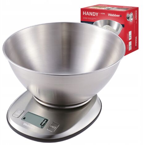 Báscula de cocina de acero inoxidable WEBBER EK4390 INOX LCD 5 kg 1 g tara del recipiente