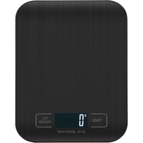 Báscula de Cocina Digita, Báscula Digital 5kg - MedicióN Precisa Hasta 1g, Estilizada Y Delgada Balanza Para Alimentos, Pantalla Lcd, FuncióN De Tara. (Negro-5kg)
