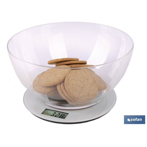 báscula de cocina digital con cuenco de capacidad 3,8 l 10 kilos ø25,5 x 14 cm