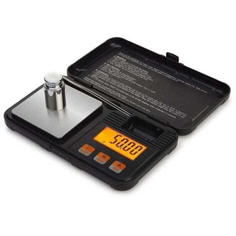 Báscula de cocina digital de bolsillo de 50 g/0,001 g, precisión de 0,001 g, con calibración de peso de 50 g, pinzas, función de tara y pantalla LCD retroiluminada.