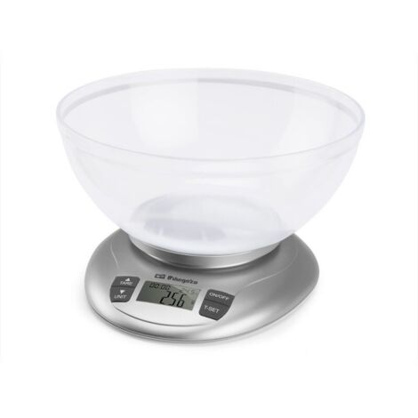 Báscula de cocina digital para pesar hasta 5kg (incluye opción de convertir unidades de medida) con pantalla LCD y recipiente de