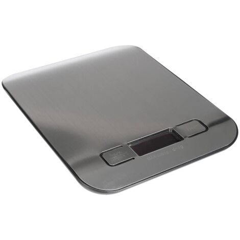 BÁSCULA DE COCINA eléctrica, metal, cromada, funciona a pilas