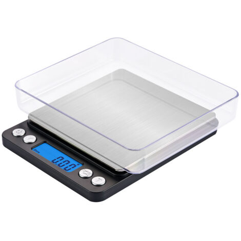 Báscula de cocina electrónica de alta precisión de 500 g/0,01 g con pantalla LCD retroiluminada, 6 unidades y función de tara. Báscula digital multifuncional de acero inoxidable para alimentos.