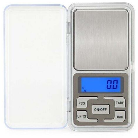 Báscula de cocina electrónica digital de precisión de 500 g/0,1 g, báscula de bolsillo con pantalla LCD retroiluminada para joyería, té, levadura, café, cocina, etc., plateada (batería no incluida).