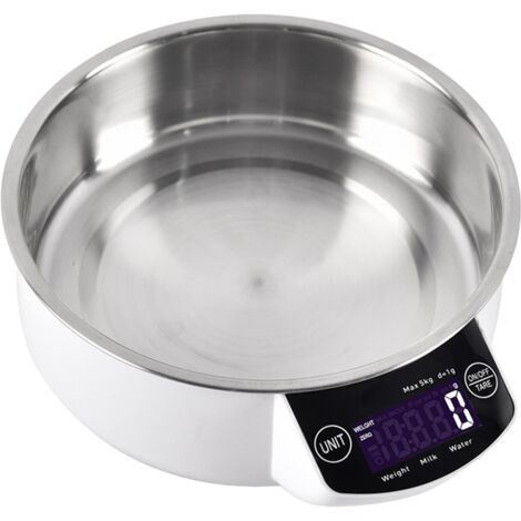 Báscula de cocina electrónica para el hogar, pequeña, para panadería, de peso pesado, color blanco, 5 kg - 1 g