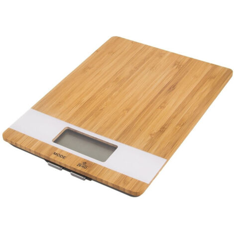 Báscula de cocina electrónica plana de bambú WHITELINE 5 kg
