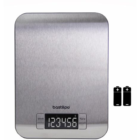 Bascula de cocina inox, Graduacion 1gr, pantalla LCD, maximo 5 Kg, incluye pilas - Modelo: SCA5K-INOX