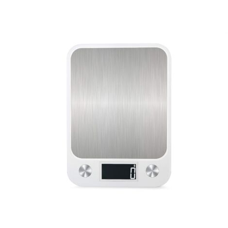 Báscula de Cocina Inteligente con 7 Unidades de Pesaje Pantalla LED 22lb Capacidad de Peso Acero Inoxidable Superior para Café Meal Prep Cocinar Hornear Blanco
