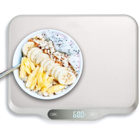 Báscula de cocina para alimentos, plateada, 310 x 256 x 25 mm
