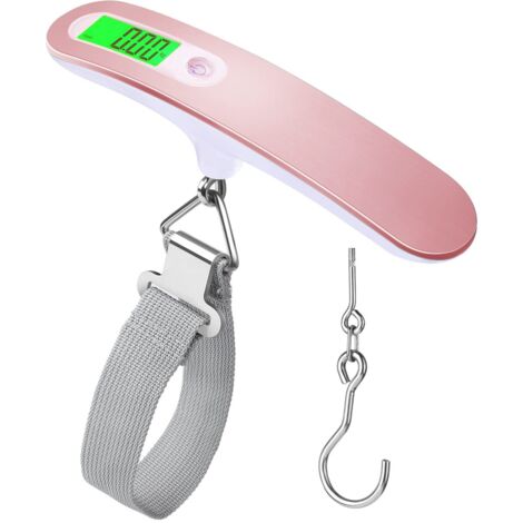 Báscula de equipaje (rosa) de alta precisión, báscula portátil para maletas, báscula electrónica digital de bolsillo de 110 lb/50 kg, báscula de viaje digital colgante con gancho
