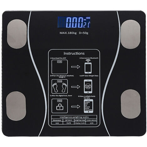Báscula de grasa corporal inteligente Bluetooth, inalámbrica, con función de IMC y análisis de composición corporal