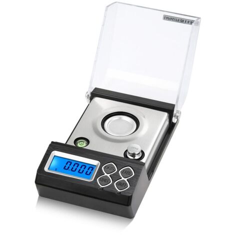 Báscula de miligramos digital profesional de alta precisión, minibáscula electrónica de polvo de 50g/0,001g para joyería de oro, báscula de quilates, peso digital con pinzas y bandeja