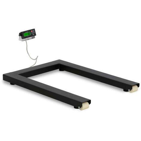 Báscula de suelo 1500 kg / 05 kg 127 x 84 cm con pantalla LCD externa acero inoxidable plástico negro 140008313