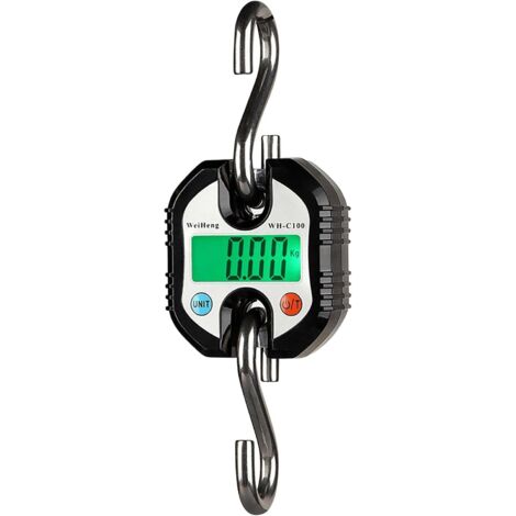 Báscula digital, báscula de gancho, mini báscula portátil para colgar con pantalla LCD, báscula electrónica de 330.7 lbs, báscula de gancho para colgar, dinamómetro LCD, báscula de gancho (negro)