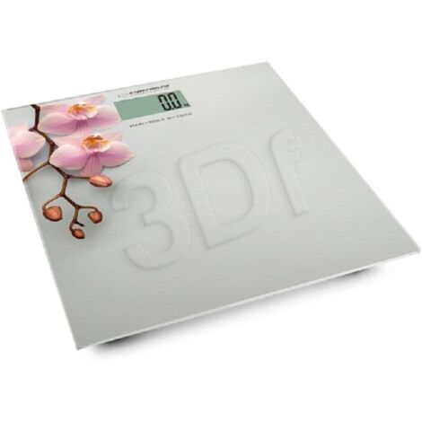 Báscula digital de baño ESPERANZA ORCHID con diseño de orquídea.