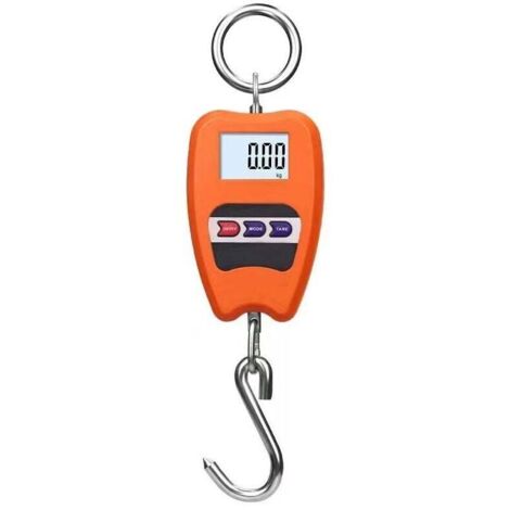 Báscula digital industrial con dinamómetro de gancho y resorte, máx. 200 kg (naranja)