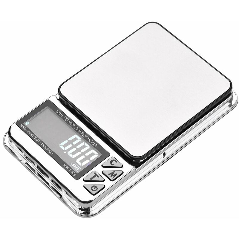 

Báscula electrónica para joyería, mini báscula, báscula con fuente de alimentación USB, pantalla LCD de 2 pulgadas,200g/0.01g