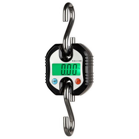 Báscula electrónica digital robusta WeiHeng WH-C100 Mini, de acero inoxidable, con gancho y pantalla LCD, para grúa colgante, 150 kg, doble precisión.