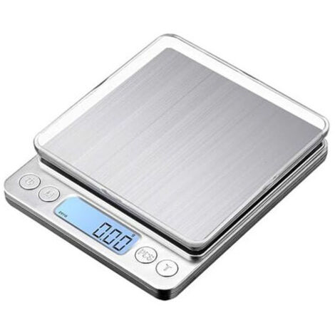 Báscula electrónica para alimentos T i2000, báscula digital para alimentos horneados de 3 kg/0,1 g, báscula electrónica de precisión de acero inoxidable con superficie de pesaje y función de tara.