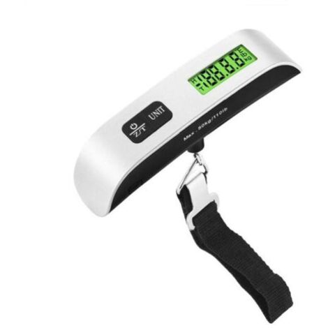 Báscula Electrónica Portátil para Equipaje, Báscula para Maleta de Viaje Multifunción, Máx. 50 Kg (g, Oz), Báscula de Viaje, Báscula Digital Electrónica con Función de Tara y Correa, Batería Incluida