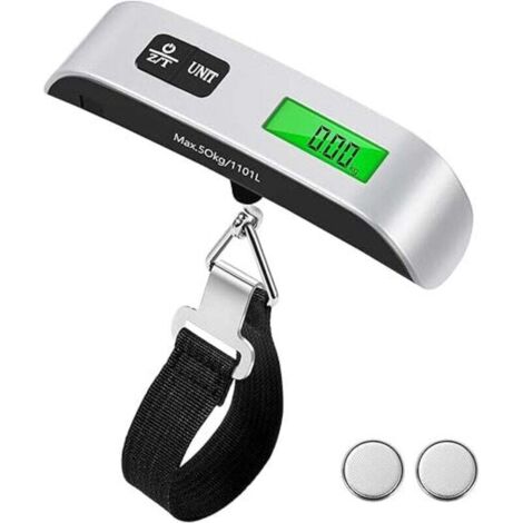 Báscula electrónica portátil para equipaje, capacidad máxima 50 kg/110 lb, con pantalla LCD retroiluminada y función de tara, para envíos postales y nacionales. XXW