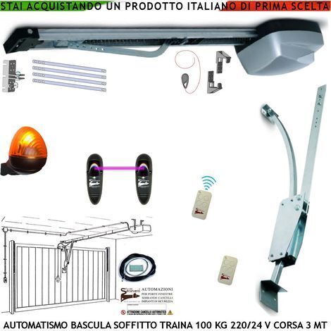 BASCULANTE CONTRAPPESI 100 KG MOTORE 220/24 V AUTOREVERSE ARCHETTO 2 RADIOCOMANDI FOTOCELLULE FARO ANTENNA SBLOCCO