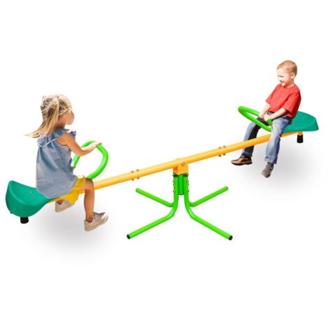 Bascule Seesaw Double Enfants-Extérieur/Jardin/École-Antidérapant-Bicolore Jaune Vert-180.34x75.44x54.86(cm)
