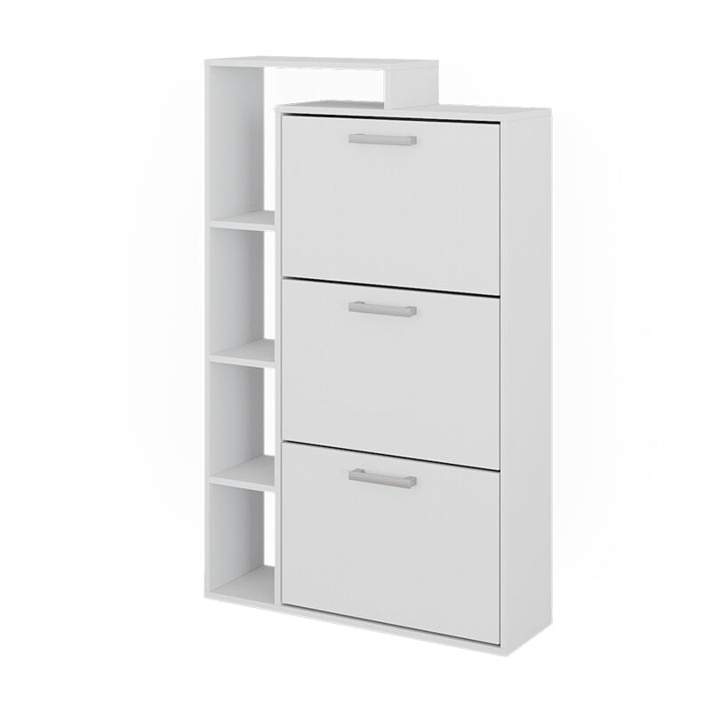 Vicco - Meuble à chaussure Orlando, Blanc, 80x128.3cm avec 3 compartiments