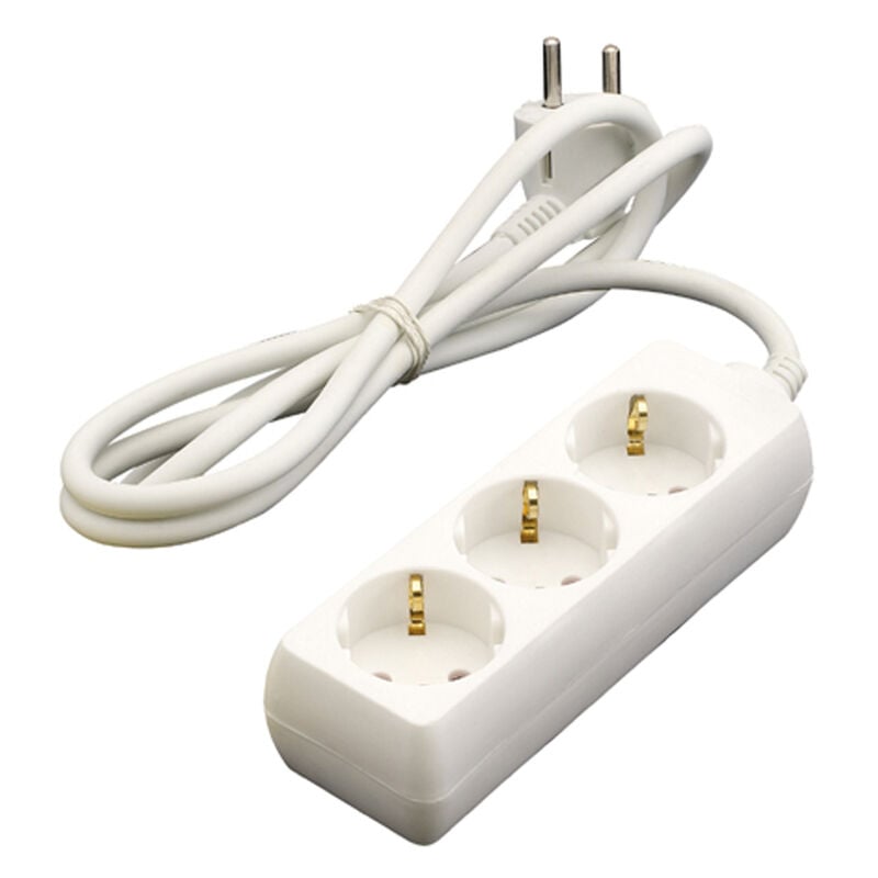 

Base multiple 3 tomas s/interruptor 1,5m blanco
