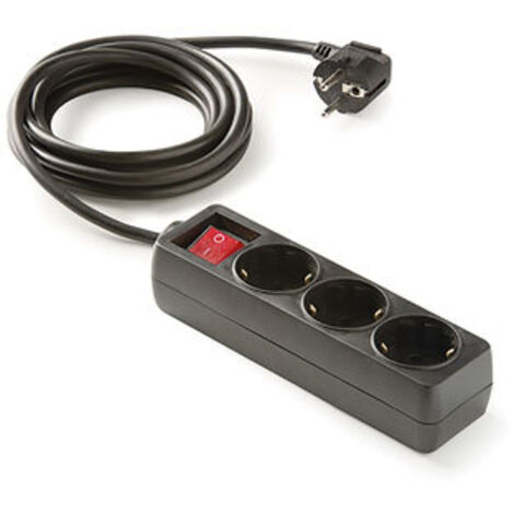 BASE 3 USCITE TT CON INTERRUTTORE A CAVO 1,5M.Â NERO
