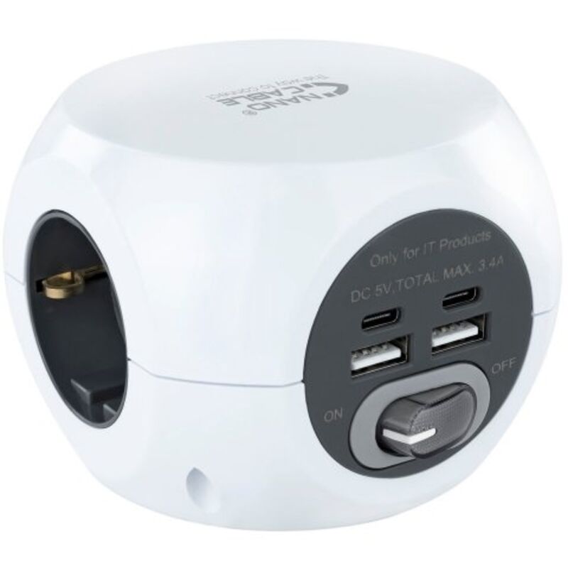 Rallonge 3 prises schuko avec interrupteur nanocable 10.37.0001 blanc