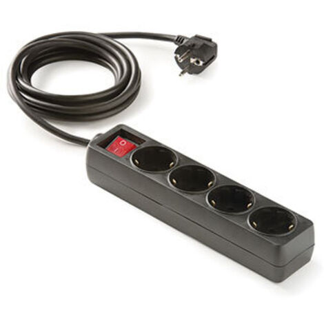 BASE 4 PRESE TT CON INTERRUTTORE A CAVO 1,5M.Â NERO
