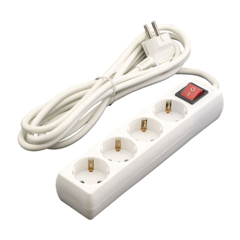 

Base multiple 4 tomas c/interruptor 5m blanco