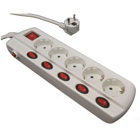 Base 5 tomas con interruptor individual