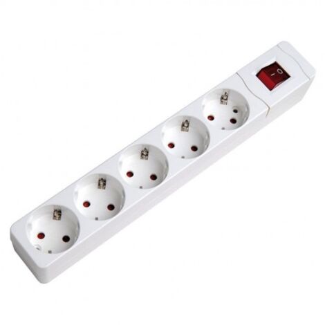 BASE 5 TOMAS CON TT INTERRUPTOR BLANCO - SIMON BRICO